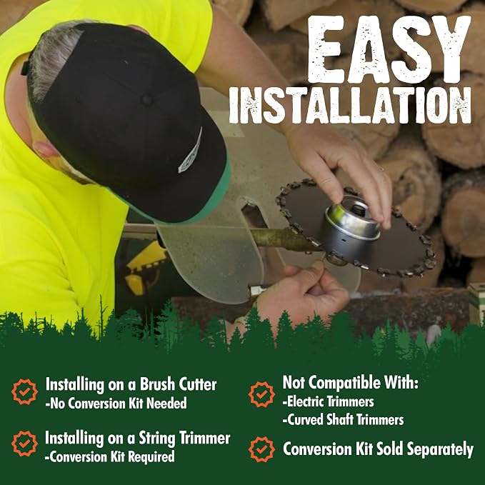 FORESTER Carbide Tip Chainsaw Brush Cutter Blade - 7in x 14 Teeth | Fits Most Straight Shaft Trimmers | Conversion Kit Sold Separately