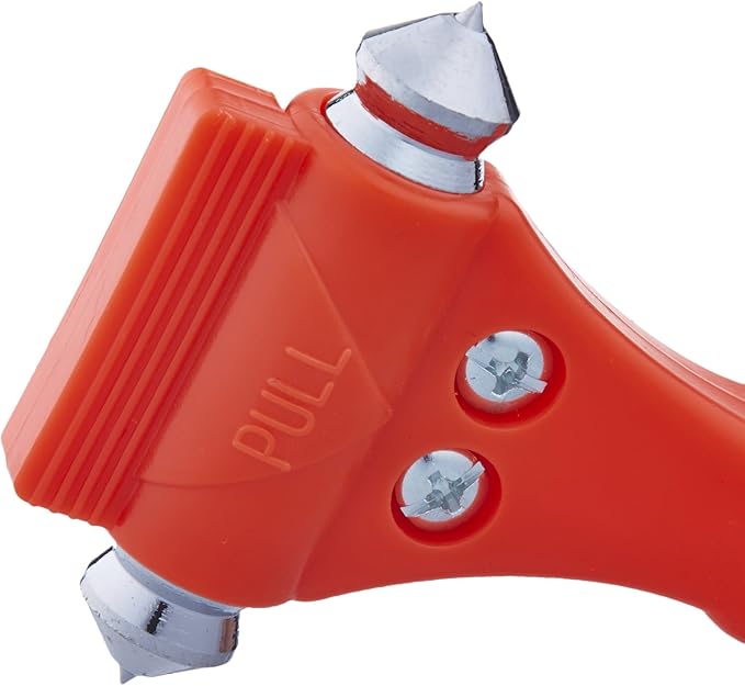 Amazon Basics Emergency Escape Tool, Window Breaker and Seatbelt Cutter, Car Safety Hammer with Protective Bracket, Bright Orange, 4 Pack, SW-835