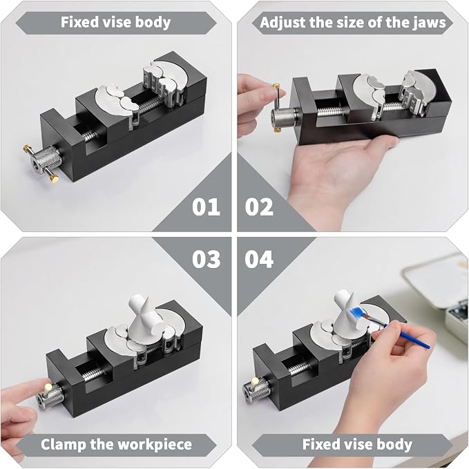 WhiteRhino Mini Vise Clamp,Smart Fractal Vise Drill Press Vise Bench Vise,Heavy Duty Self-Adjusting Aerospace-grade Aluminum Alloy&Precision CNC Machined— Crafts,Jewelry Making, Modeling,DIY,Repairs