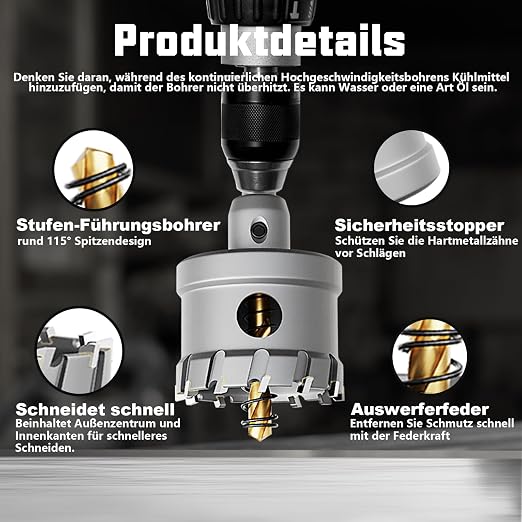 GSTK Upgrade Heavy Duty Carbide Hole Saw 14 Pcs,Metal Steel Hole Saw Drill Bit,TCT Hole Cutter,Alloy Hardness Upgrade, with 2*Extra Titanium Plated Pilot Center Drill and 2*L-Wrench