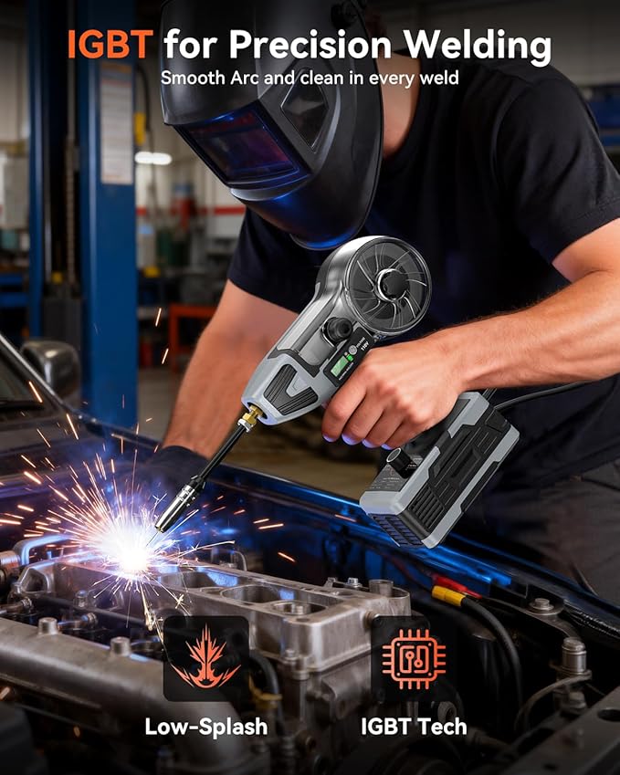 2 in 1 MIG and Stick Welder: 250A Handheld Portable Welding Machine, 110V Gasless Flux Core Wire Feed Welder & MMA ARC Welder Gun, 3.97lb w/LCD Display, for .032"/.040" Wire and 3/32"-1/8" Rod