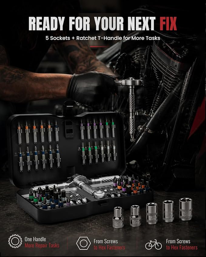 VMAN Ratchet Screwdriver Set, magnetic Screwdriver sets, S2 Steel Bits, DIY Combination Flexible Shaft, Suitable for Furniture Assembly, Precision Electrical Appliance Repair, Bicycle Tools