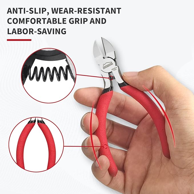 5 inch Wire Cutters, 5 Pack, Diagonal Cutters, Side Wire Snips | Small Diagonal Cutters with Spring Loaded, Diagonal Cutting Pliers for Crafts, Jewelry Making