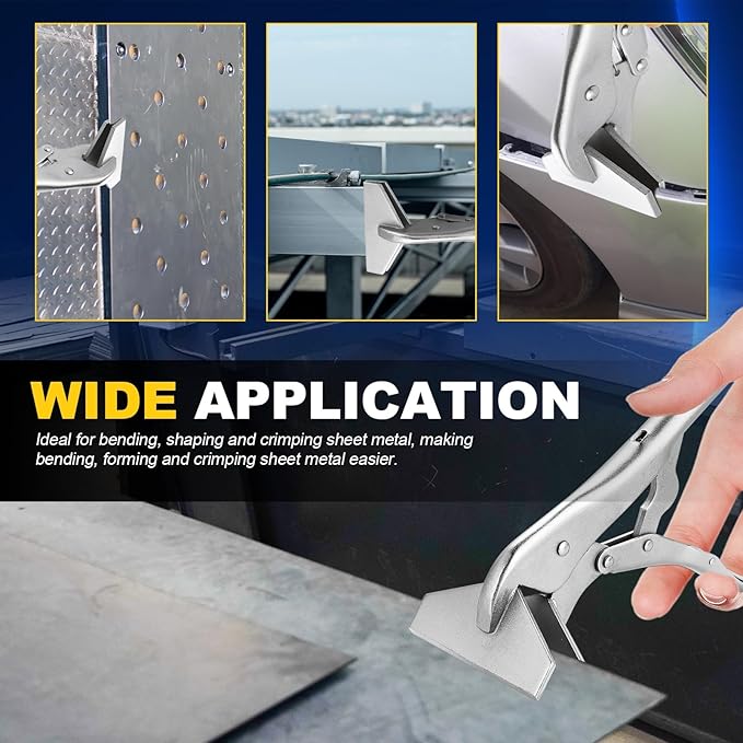 DASBET 10" Locking Sheet Metal Clamp | Heavy Duty Sheet Metal Grip Tool, Welding Locking Plier Tools, Adjustable Opening Nickle Plated Welding Plier Sheet Vice Grip Tool