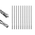 SALI SDS Plus Rotary Hammer Drill Bit 10Pcs - 3/8" x 12" Concrete Drill Bit Kit - Cross-Type Double Thread Carbide Material - Suitable for Concrete, Brick, Cement Walls, Stone