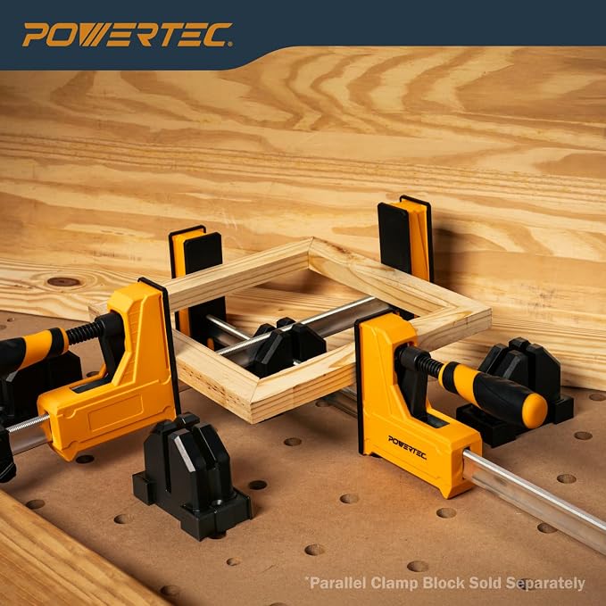 POWERTEC 71602 48-Inch Parallel Clamps for Woodworking | 90 Degree Heavy Duty Steel Bar Jaw Clamp Spreader Tool (Pack of 2)