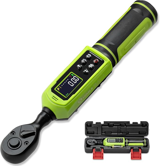 Digital Torque Wrench 3/8"Drive-0.66-44.25Ft.Lb for Bike Motorcycle | Electronic Torque Wrench(0.9-60N.m), Vibration Buzzer LED Indicator, ±2% Accuracy 5 Units for Precision Parts Engine Repair