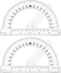 Zonon 2 Pieces 6 Inch Plastic Protractor with Swing Arm Math Protractors 180 Degrees Angle Measurement, Translucent for Geometry Classroom Kid Student School Office Supplies