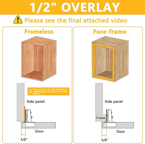 10 Pack Soft Close Cabinet Door Hinges for 1/2" Partial Overlay Cupboard, 100 Degree Opening Angel, Stainless Concealed Kitchen Cabinet Hinges with Mounting Screws and Manual
