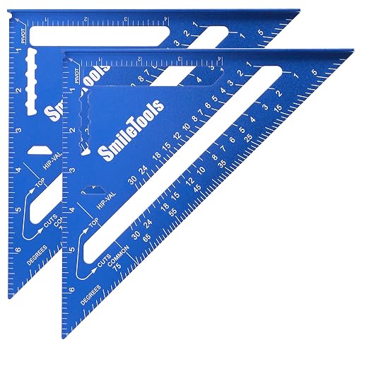 SmileTools 2 Pack Aluminum Alloy Carpenter Square - 7 Inch Triangle Carpenter Square Rafter Layout Tool for Woodworking and Carpentry