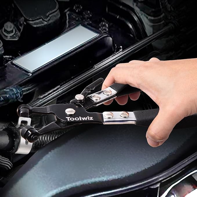 Toolwiz 4 Pcs Hose Clamp Pliers, Spring Coolant Radiator Hose Clamp Pliers Automotive Tools, Includes 27" Long Reach Wire Spring, Flat Band, Remover, Clic-R Type Hand Tools