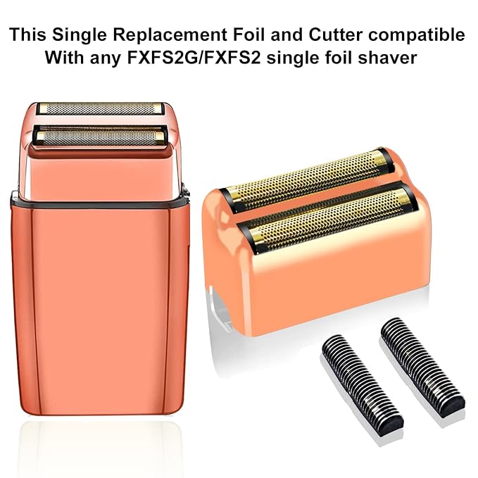 Rose Gold Replacement blades Foil and Cutters Compatible with BaBylissPRO Barberology FXFS2 Shaver foil Replacement Heads(1 pack ）