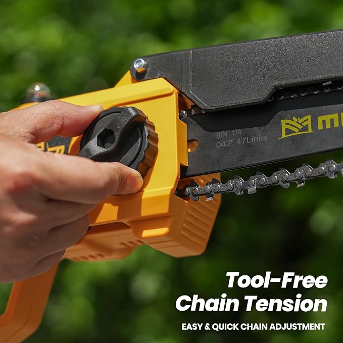 Cordless 8In Chainsaw w/ 4.0Ah Battery and Charger, Compatible with Dewalt 20V MAX Battery, Electric Hand Chain Saw, Auto Oiler, 900W Brushless Motor, for Tree Trimming, Cutting, Purning