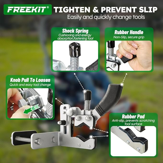 FREEKIT® 2Pack Zero Turn Mower Trimmer Holder, One Touch Quick Tool Access | Adjustable Rail for Multiple Tool. Rubber & Shock Spring-Protection. Quick Clamp-Lift Knob&Lock Wrench.Fit 1-3/4"~2-1/4" ROPS