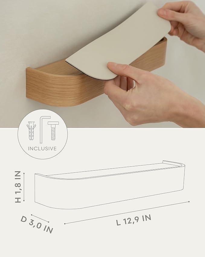 Kazai. Key Holder 'Toke' | Minimalist Key Hook Design from Berlin | Modern Key Holder Wall Mount with Wooden Shelf | Key Rack for Wall as Entryway Organizer | Oak