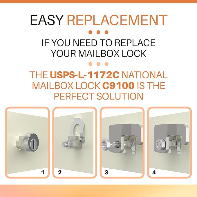 1570 Mailbox Lock for Florence F Series & 4C CBU Units, 3 Keys and a Latch | High-Security Cam Lock, Replaces L-1172C C9100, Includes 3 Keys and Mounting Latch