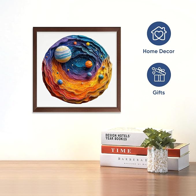 Mys Aurora Space Puzzles for Adults 500 Pieces, Unique Shapes Solar System Jigsaw Puzzles, 3D Visual Effect Planet Wooden Puzzles, Family Puzzle Games Birthday Gift, 16.5 x 16.2 Inches