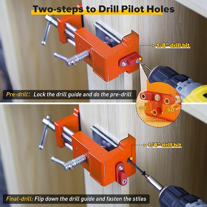 Cabinet Clamps, Cabinet Installation Cabinetry Clamps Face Frame Clamps Tools with Two Side Screws and Alignment Plate, 4 Pack, Orange
