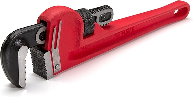 Steelman 60882 14-Inch Heavy-Duty Cast Iron Straight Handle Pipe Wrench