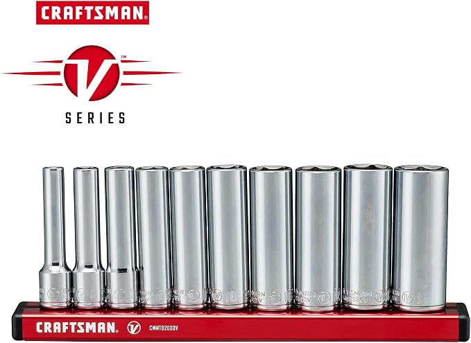 CRAFTSMAN V-SERIES Socket Set, Deep MM, 1/4 Inch Drive, 10 Piece (CMMT17515V)