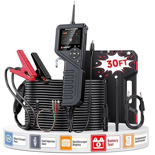 ANCEL PB600 4-in-1 Automotive Power Circuit Probe with True Waveform Oscilloscope, Battery Test, Injector & Relay Tester, Smart Multimeter, 30ft Heavy-Duty Cable for Mechanic, Technician & DIY