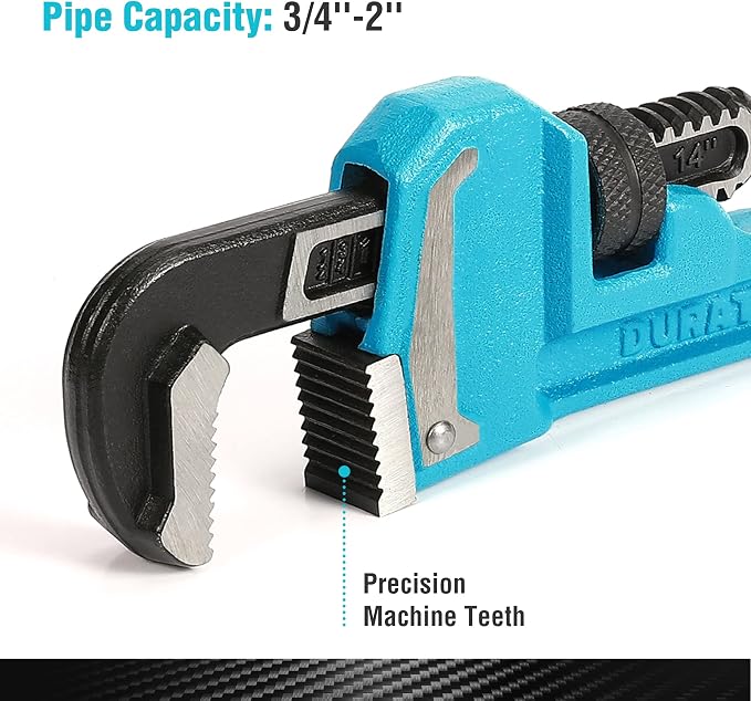 DURATECH 14-Inch Heavy Duty Pipe Wrench, Adjustable Plumbing Wrench | Malleable Cast Iron Handle, Exceed GGG standard