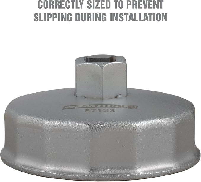 OEMTOOLS 87133 75.6 mm 14 Flute Oil Filter Wrench, Oil Filter Cap Wrench for 2.3L 4-Cylinder Engines, 1/2 Inch Drive Oil Cap Filter Wrench for Use with Mazda, Prevents Slippage