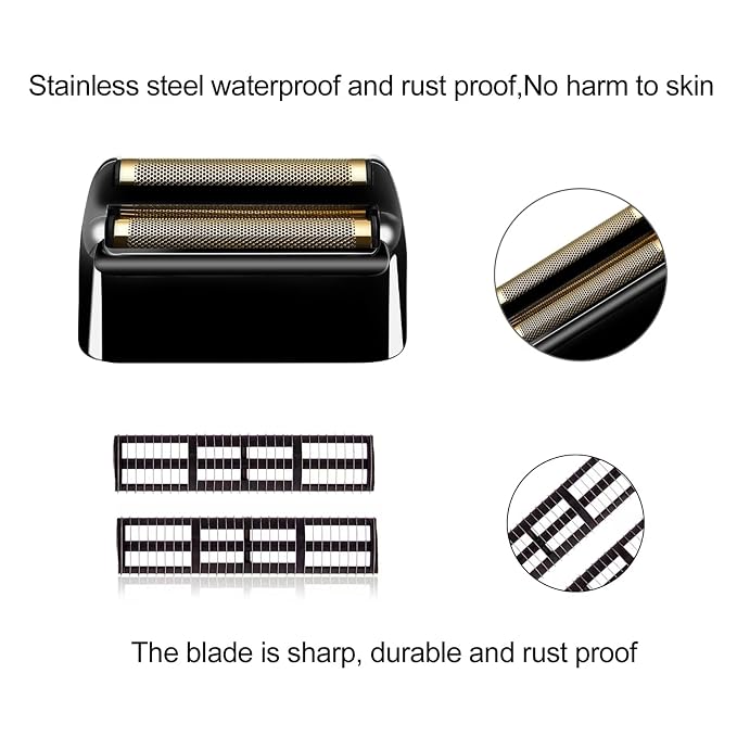 2 pack Professional Replacement Foil and Cutters for BaBylissPRO Barberology Double Foil Shaver, Compatible with BaBylissPRO Barberology FXFS2 Shaver，Black