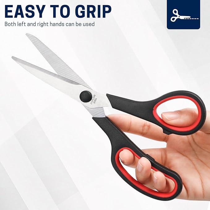 BURVAGY 8" 20 Pack All Purpose Heavy Duty Scissors- Comfort-Grip Sharp Scissors for Office School Sewing Fabric Craft High/Middle School Student Teacher Scissor, Right/Left Hand