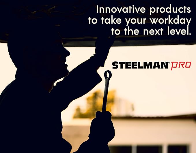 Steelman Pro 10-Piece Metric 6-Point Combination Wrench Set for Mechanics, Chrome Vanadium Alloy Steel, Angled Ends, Storage Rack Included