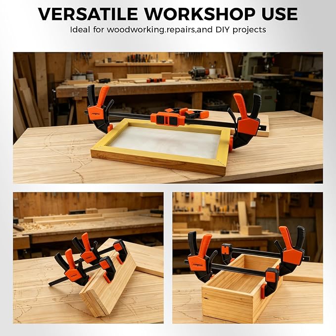 3-Pack Wood Clamps for Woodworking, 2-Piece 6" Bar Clamps with Clamp Connector, Quick-Release Wood Clamps with 150 LBS Load Limit, Wood Clamp Set for Woodworking, Gluing & DIY Projects