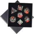 mookaitedecor 7 PCS Africa Bloodstone Crystal Polyhedral DND Dice Set, Polished Tumbled Stones Dices for RPG MTG Table Games Home Decoration