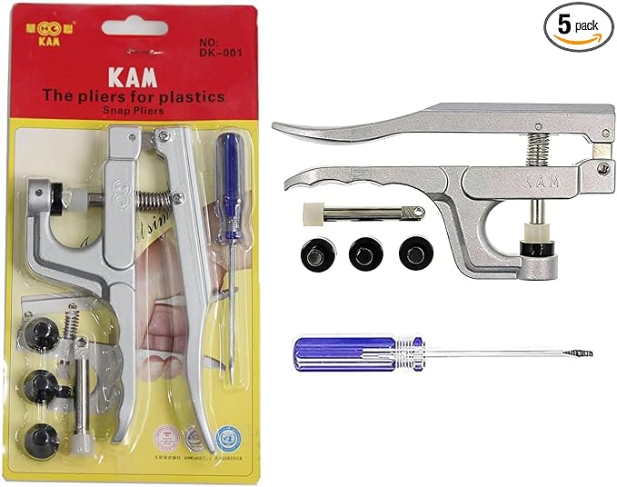 1 Set KAM Snap Pliers for Crafts Clothing, Hand-held Pliers Tool for Snaps Buttons, No-Sew Button Snap Fastener Press Attacher Punch for T3 T5 T8 Snaps