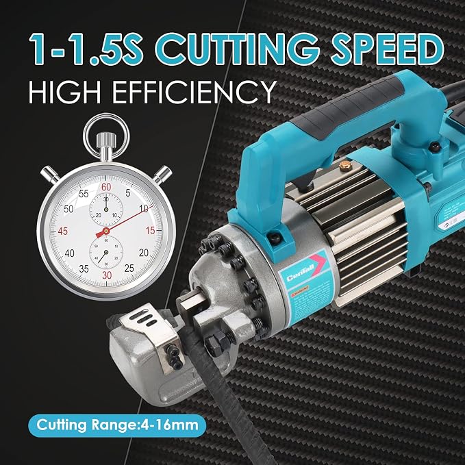 5/8 Inch Electric Hydraulic Rebar Cutter, Portable Rebar Cutter, Cutting up to 4-16mm #5 Rebar, Cutting Speed 1-1.5S 1000W RC16B (Blue)