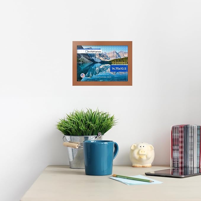 ArtToFrames Puzzle Frame for Buffalo Games 48, 72, 100 Piece Jigsaw Puzzles, 14.75x10.5 Inch (37x27 cm), Burnt Umber Engineered Wood with Regular Glass, Ready to Hang Puzzle Display