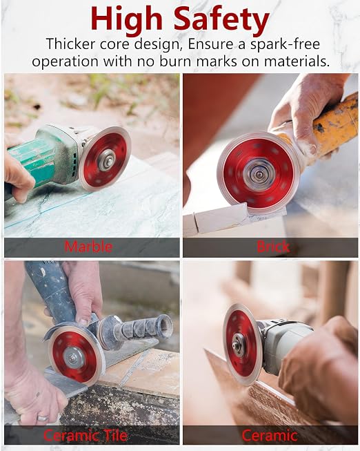 ZORUNNA 2Pcs Diamond Saw Blades, 5" Tile Grinder Cutting Blade for Angle Grinder Tile, Super Thin Indestructible Disc for Grinder for Cutting Porcelain Ceramic Granite Marble.