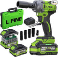 L FINE Cordless Impact Wrench 1/2 inch, 600N.m (405Ft-lbs) Power Impact Drill Kit Tools, 3200RPM High Torque Brushless Motor Impact Driver, 2 x 4.0Ah Battery, 5 Sockets, Charger, Electric Impact Gun