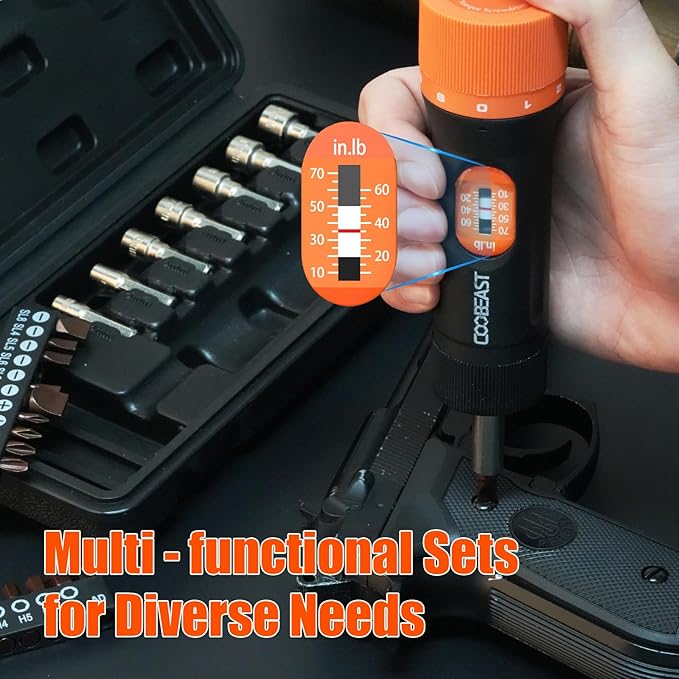 coobeast Torque Screwdriver 38Pcs, Gifts for Men Torque Wrench with Inch/Pounds Torque Range 10-70 In-lb, S2 Bits, Sockets and Storage Case for Maintenance, Tools, Bike Repairing and Mounting
