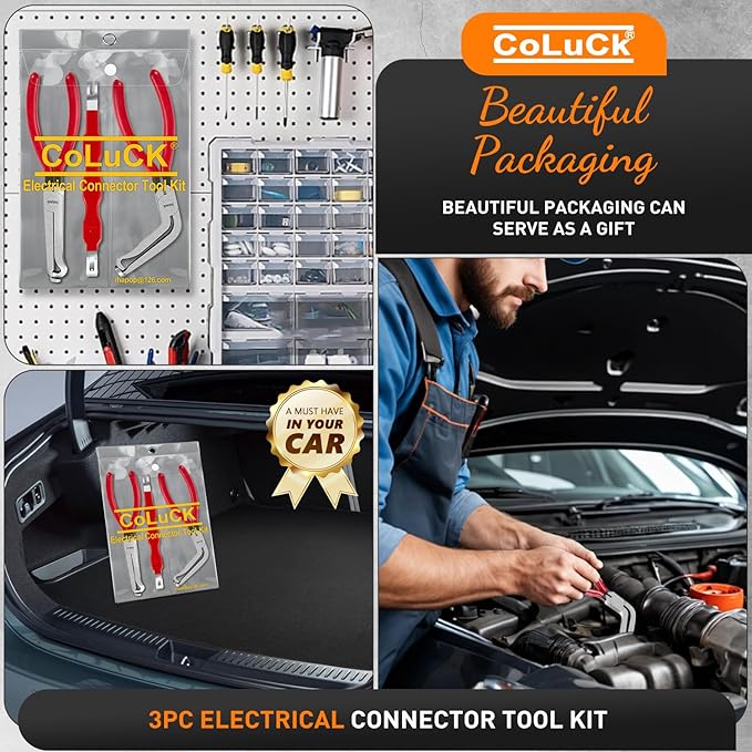 3Pcs Electrical Disconnect Pliers, Upgrade Electrical Connector Pliers, Automotive Electrical Connector Removal Tool, Automotive Electrical Terminal Connector Separator Removal Tool for Cars