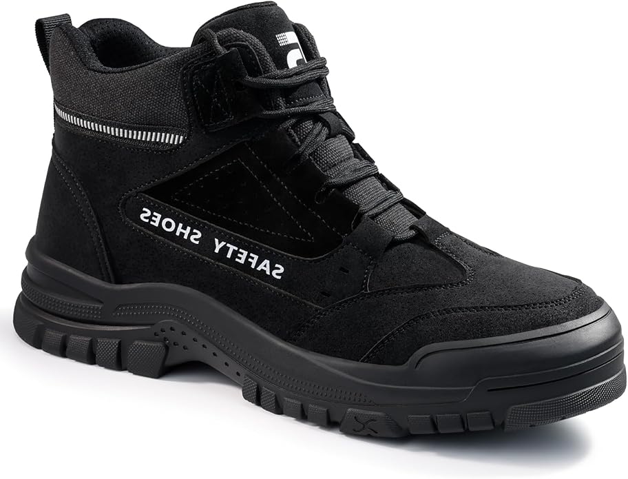 GUSAYEX Steel Toe Boots for Men Puncture Resistant Safety Work Boots with Kevlar Midsole Industrial Lightweight Men's Work & Utility Protective Shoes for Construction Warehouse Factory