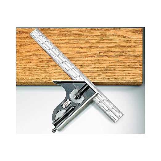 Starrett Combination Set with Square, Center and Reversible Protractor Head and Blade - 12" Blade Length, Forged and Hardened Steel, 16R Graduation Type - C434-12-16R