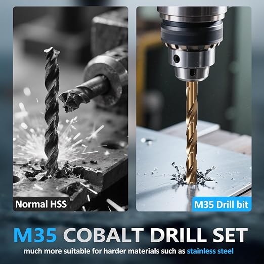 Number Size Drill Bit Set, Yougfin 60pcs M35 High Speed Steel Jobber Length Drill Bits Number Gauge 1 to 60 135° Split Point High Speed Steel with Metal Indexed Storage Case