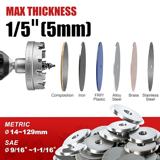 EZARC Carbide Hole Saw Heavy Duty, Hole Cutter for Stainless Steel, Sheet Metal 7/8" 22mm