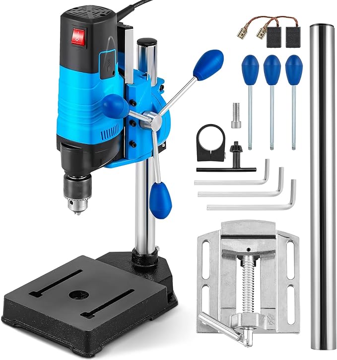 Bonvoisin Mini Benchtop Drill Press, 6 Variable Speed Drilling Machine for Craft and Home Improvement, 1200W Electric Drill Press 2800RPM Max Speed