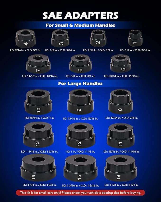 Orion Motor Tech 33pc Bearing Press Kit for Small Vehicles, Bearing Race and Seal Driver Set with Metric SAE Adapters, Seal Driver Set with 3 Knurled Handles