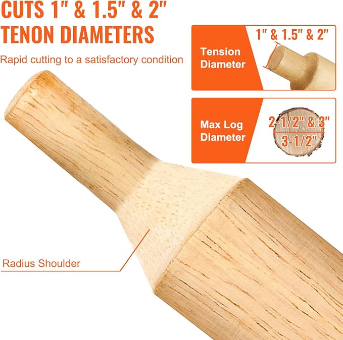 VEVOR Tenon Cutter, 1"/25.4mm & 1.5"/38mm & 2"/50.8mm, with Dual Straight Blades & Button Screws Home Master Kit, Premium Aluminum & Steel Log Furniture Cutter, Commercial Starter’s Tool for Home DIY