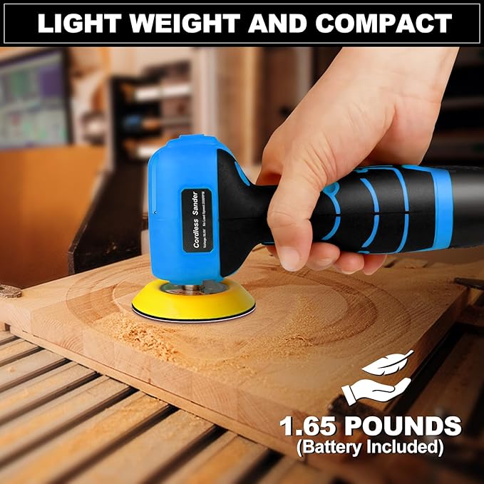 16.8V Cordless Electric Sander with 36PCS Sandpapers, 3500 RPM, 2Pcs 3.0Ah Batteries, Lightweight & Compact Design for Wood, Metal, Paint Removal, and DIY Projects