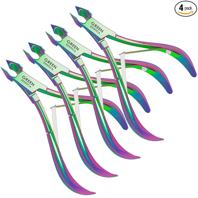Professional Cuticle Trimmer Nail Cuticle Cutter Stainless Steel Cuticle Nippers with Sharp Blades of Cuticle Remover Clippers Manicure Tools Double Spring - Pedicure Nail Tools (Multi Color - 4 Pack)