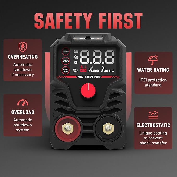 YESWELDER 125Amp Mini Stick Welder Large LED Display, IGBT ARC Welding Machine, 110V Hot Start Portable MMA Welder Machine, Arc Force