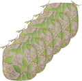 Lunarable Cinnamon Chair Seating Cushion Set of 6, Plantation Floral Pattern on a Plain Background, Anti-Slip Seat Padding for Kitchen & Patio, 16"x16", Yellow Green Olive Green